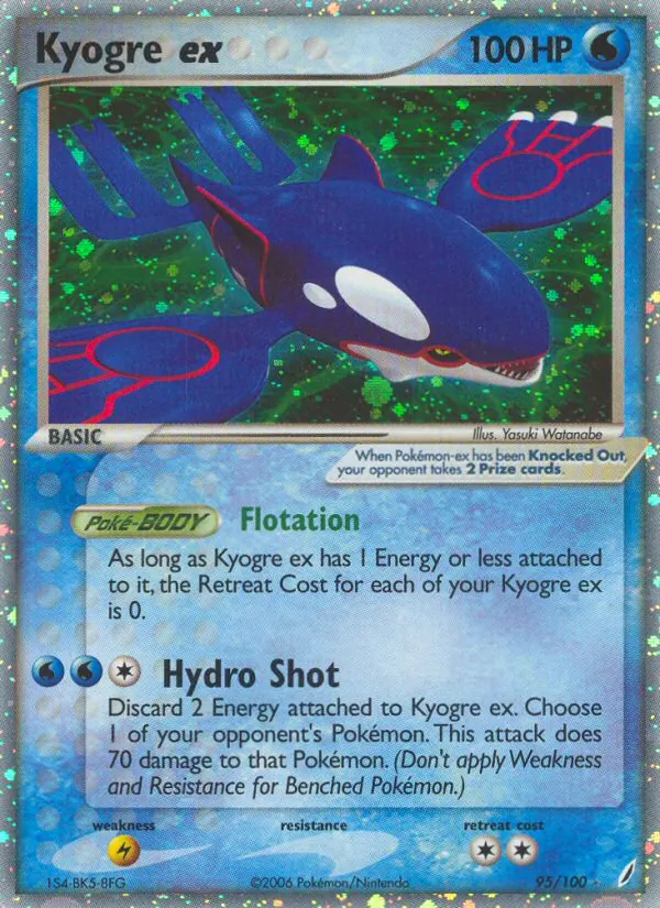 Kyogre ex card from Crystal Guardians, number 95/100