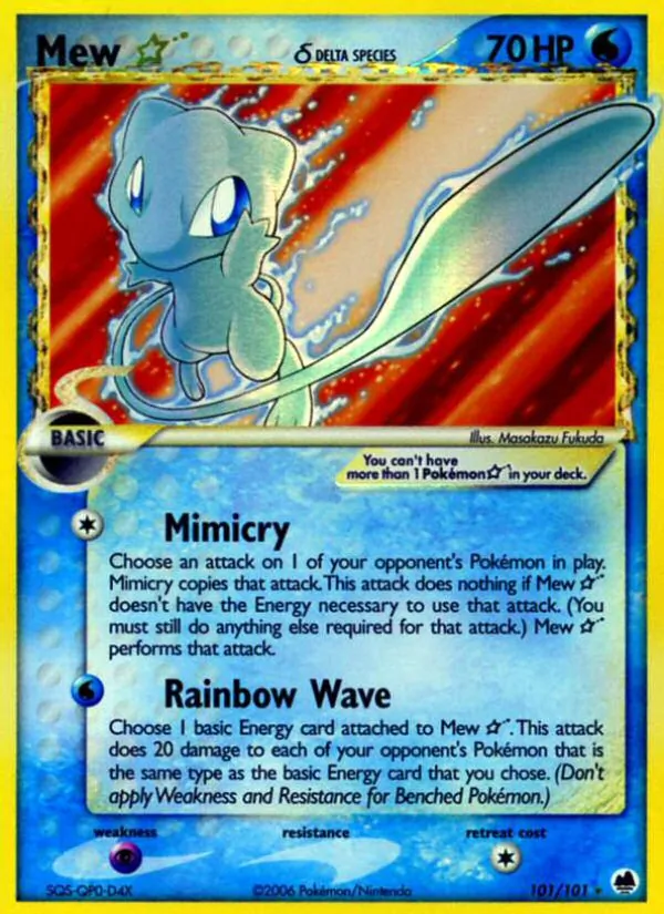 Mew ☆ δ card from Dragon Frontiers, number 101/101