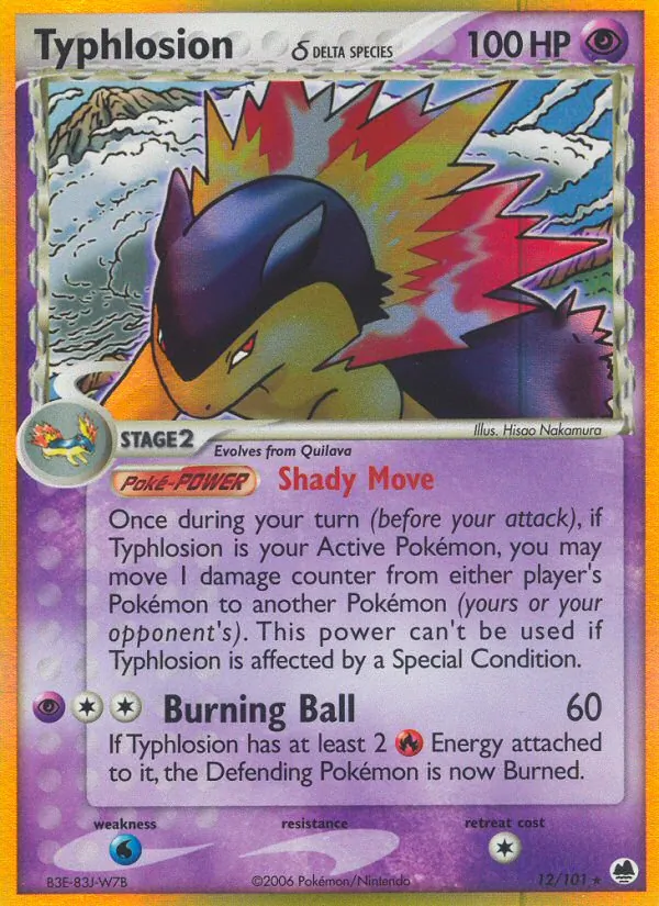 Typhlosion δ card from Dragon Frontiers, number 12/101