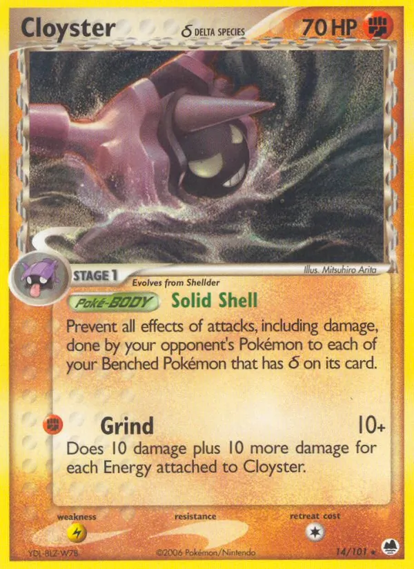 Cloyster δ card from Dragon Frontiers, number 14/101