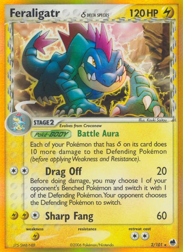 Feraligatr δ card from Dragon Frontiers, number 2/101