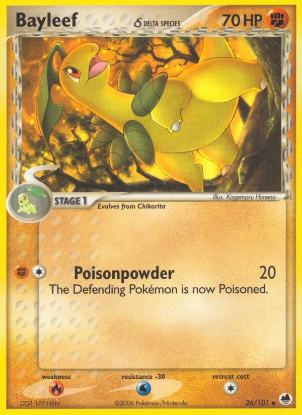 Bayleef δ card from Dragon Frontiers, number 26/101