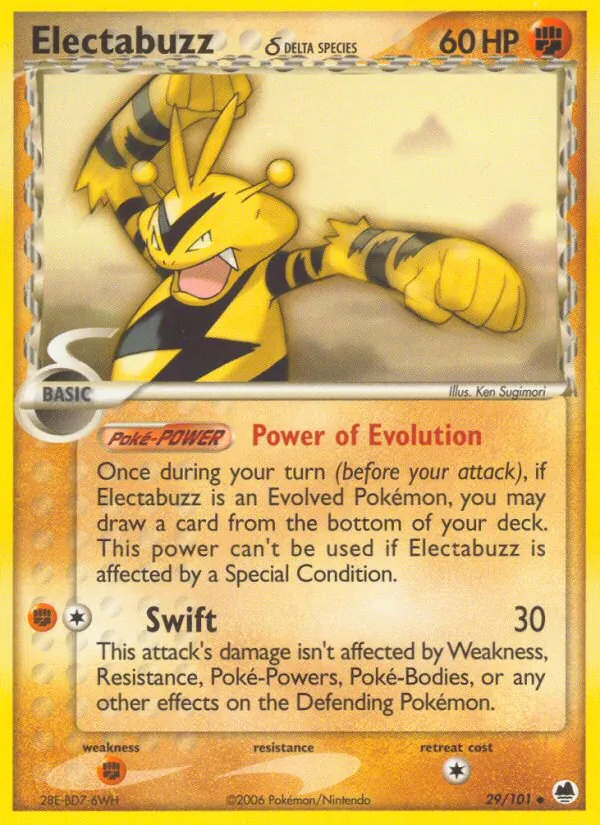 Electabuzz δ card from Dragon Frontiers, number 29/101