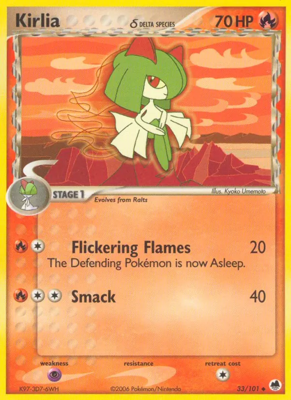 Kirlia δ card from Dragon Frontiers, number 33/101