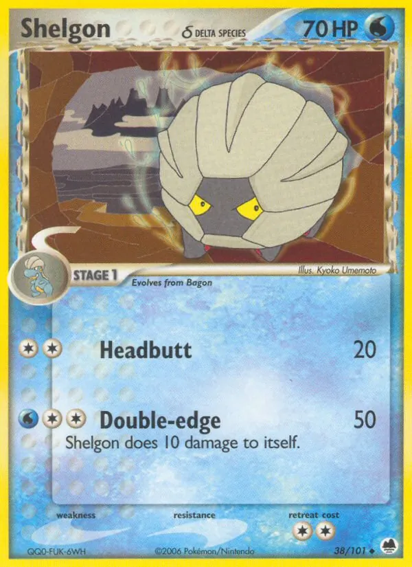 Shelgon δ card from Dragon Frontiers, number 38/101
