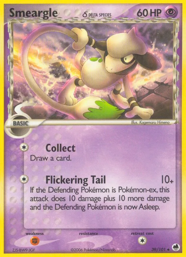 Smeargle δ card from Dragon Frontiers, number 39/101
