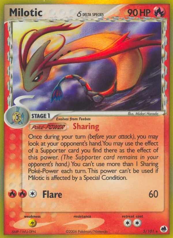Milotic δ card from Dragon Frontiers, number 5/101