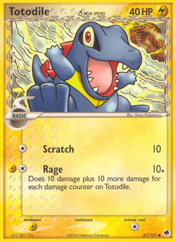 Totodile δ card from Dragon Frontiers, number 67/101