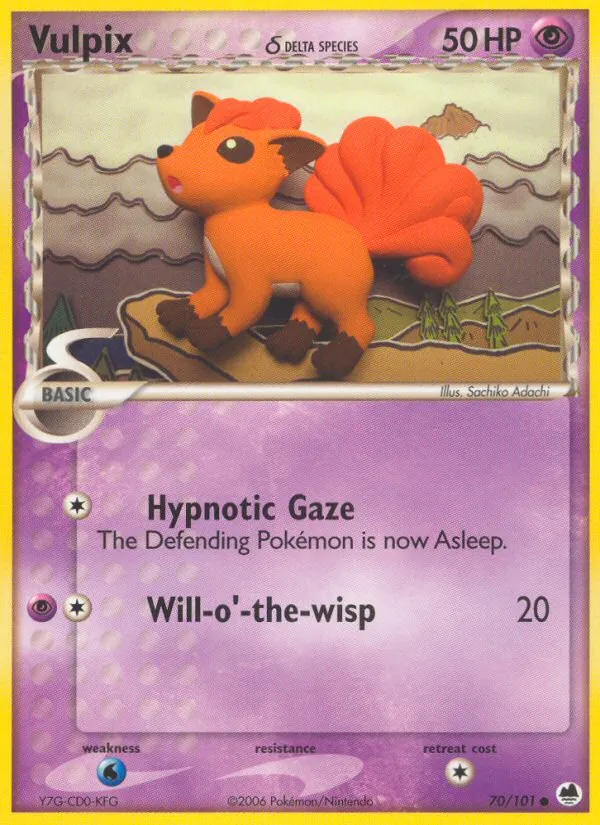 Vulpix δ card from Dragon Frontiers, number 70/101