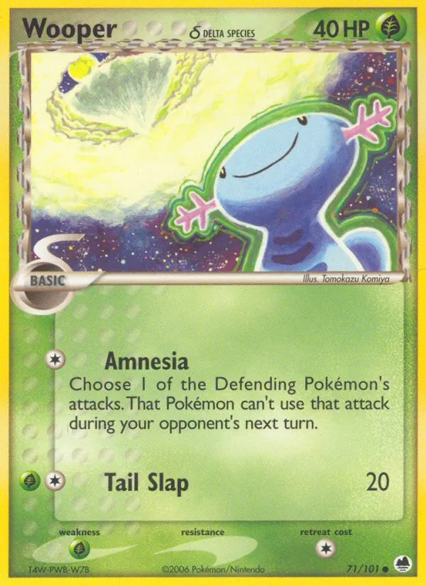 Wooper δ card from Dragon Frontiers, number 71/101