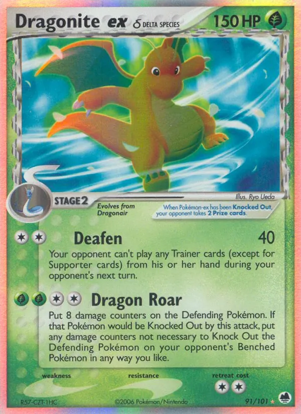 Dragonite ex δ card from Dragon Frontiers, number 91/101