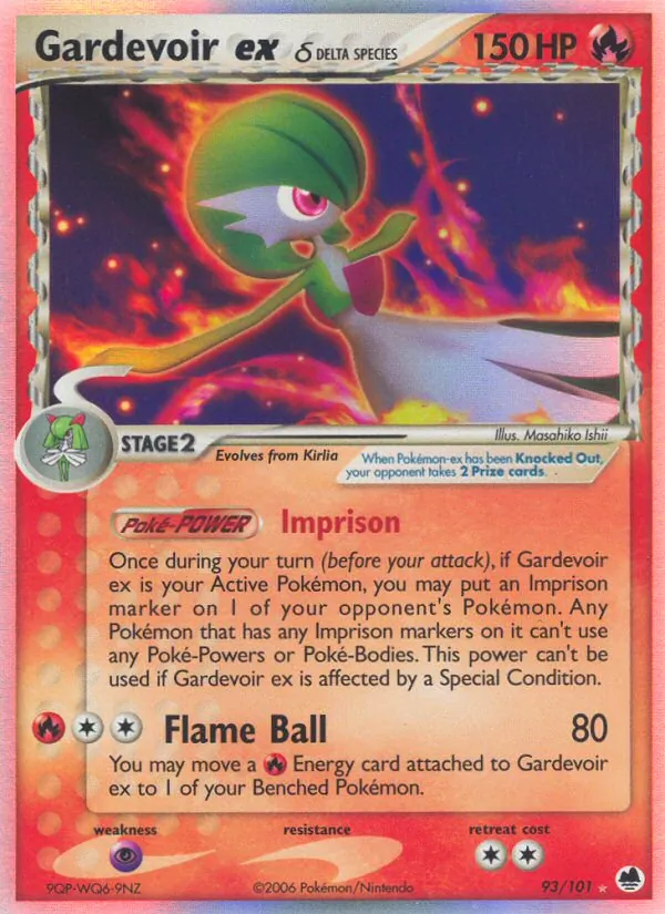 Gardevoir ex δ card from Dragon Frontiers, number 93/101