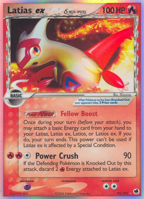 Latias ex δ card from Dragon Frontiers, number 95/101