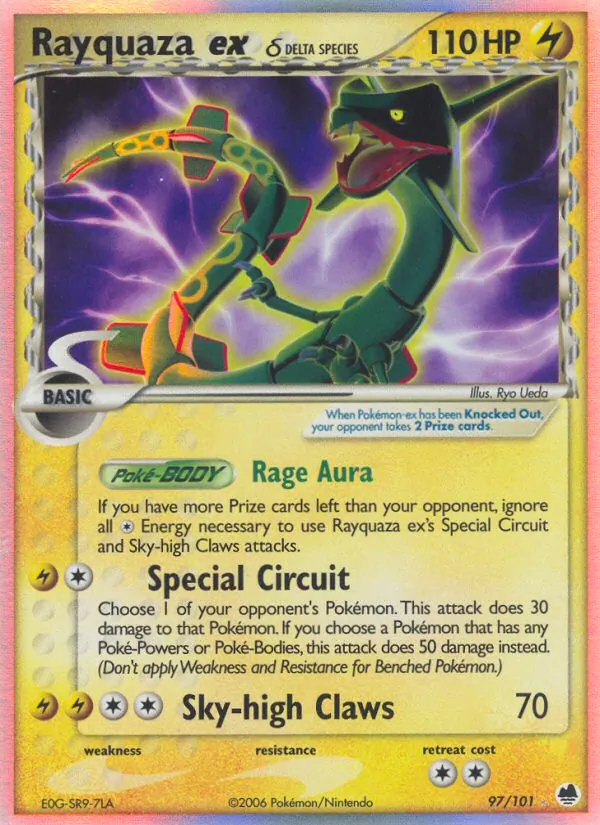 Rayquaza ex δ card from Dragon Frontiers, number 97/101
