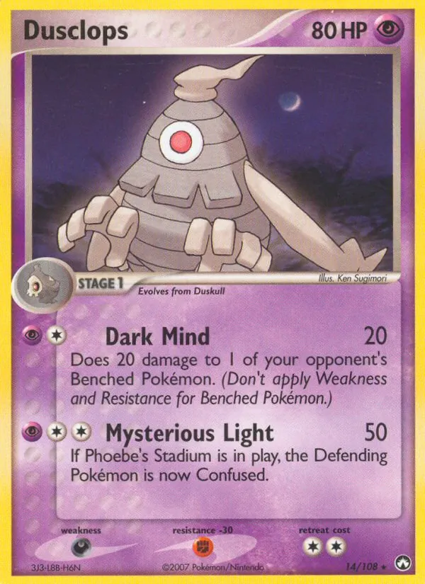 Dusclops card from Power Keepers, number 14/108