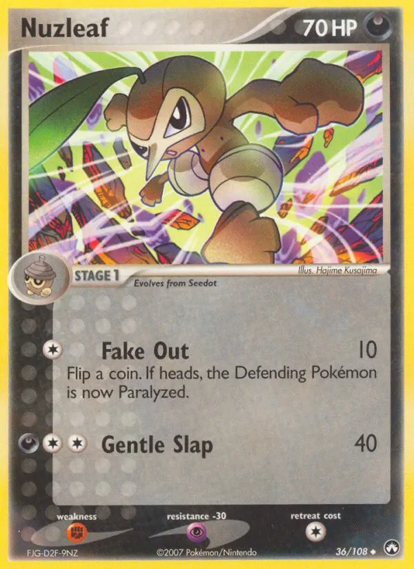Nuzleaf card from Power Keepers, number 36/108
