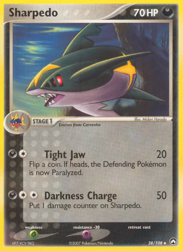 Sharpedo card from Power Keepers, number 38/108