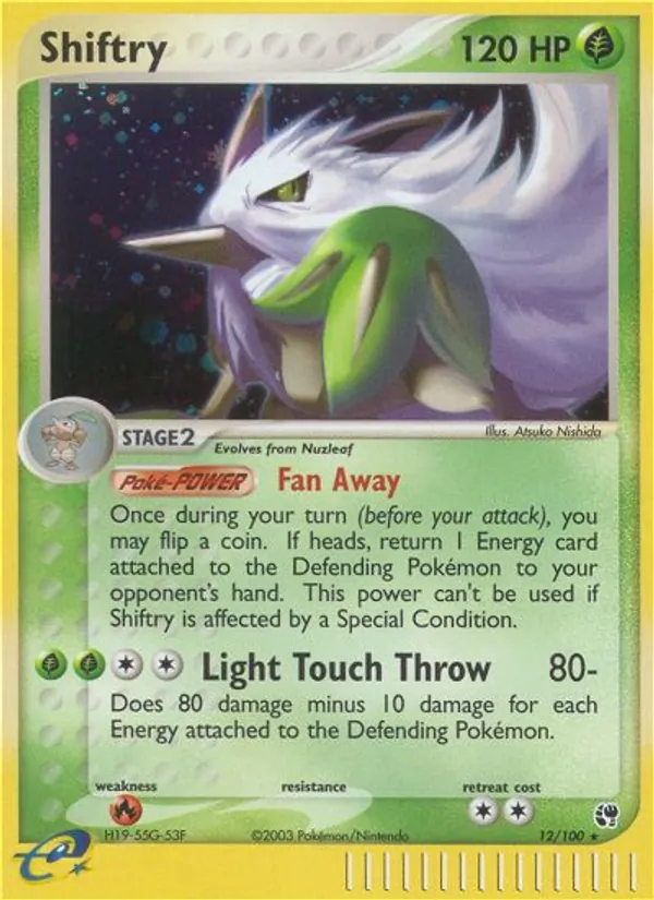 Shiftry card from Sandstorm, number 12/100