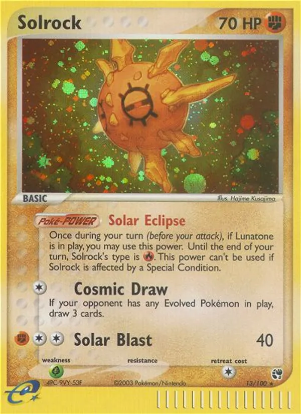 Solrock card from Sandstorm, number 13/100