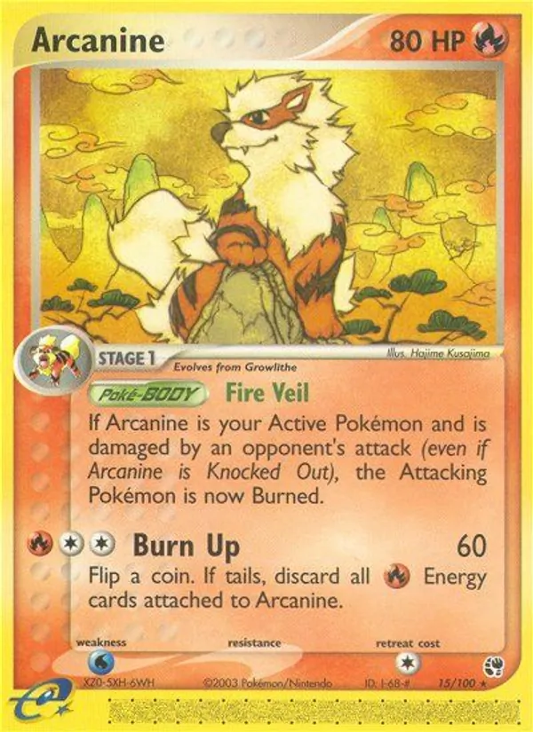 Kartu Arcanine dari Sandstorm, nomor 15/100