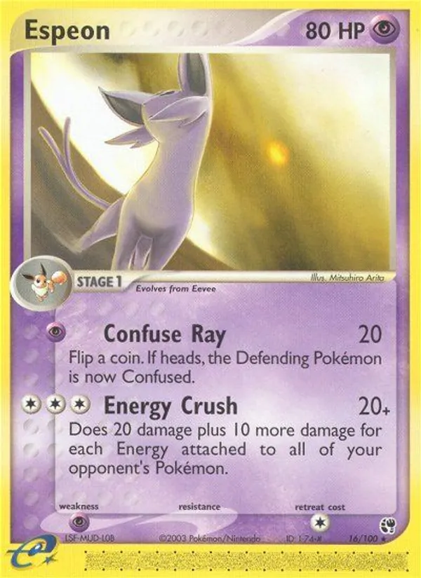 Espeon card from Sandstorm, number 16/100