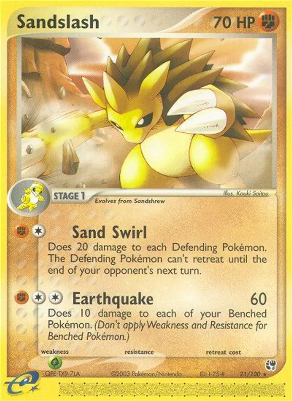 Kartu Sandslash dari Sandstorm, nomor 21/100