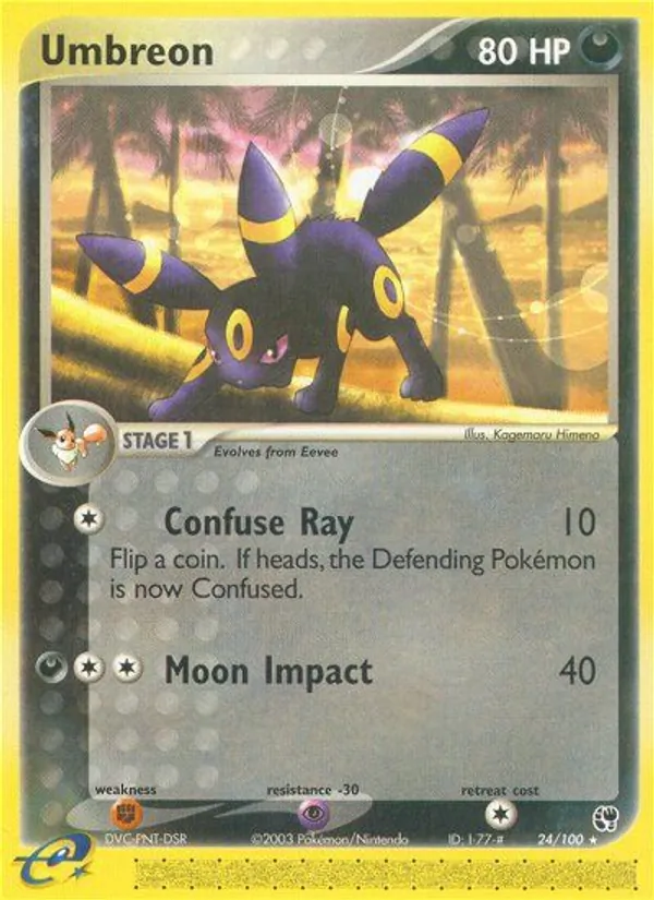Umbreon card from Sandstorm, number 24/100