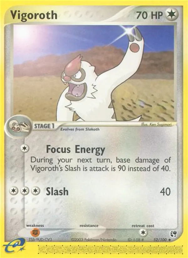 Vigoroth card from Sandstorm, number 52/100