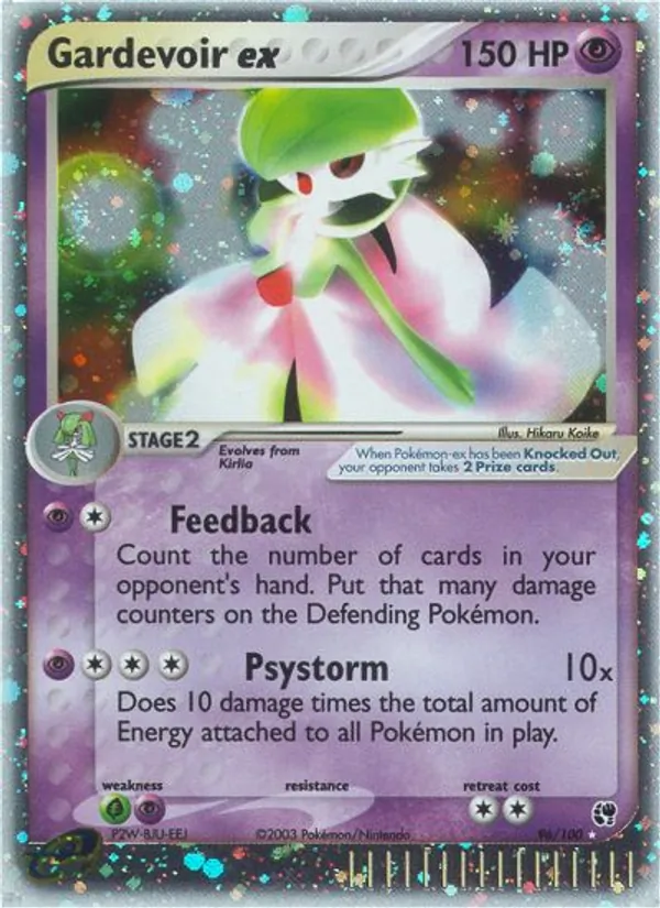 Gardevoir ex card from Sandstorm, number 96/100