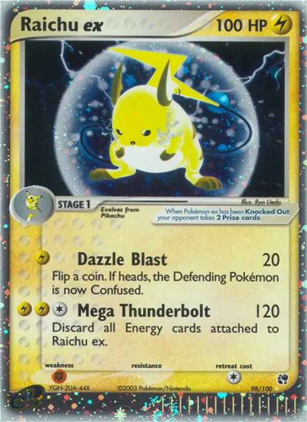 Raichu ex card from Sandstorm, number 98/100