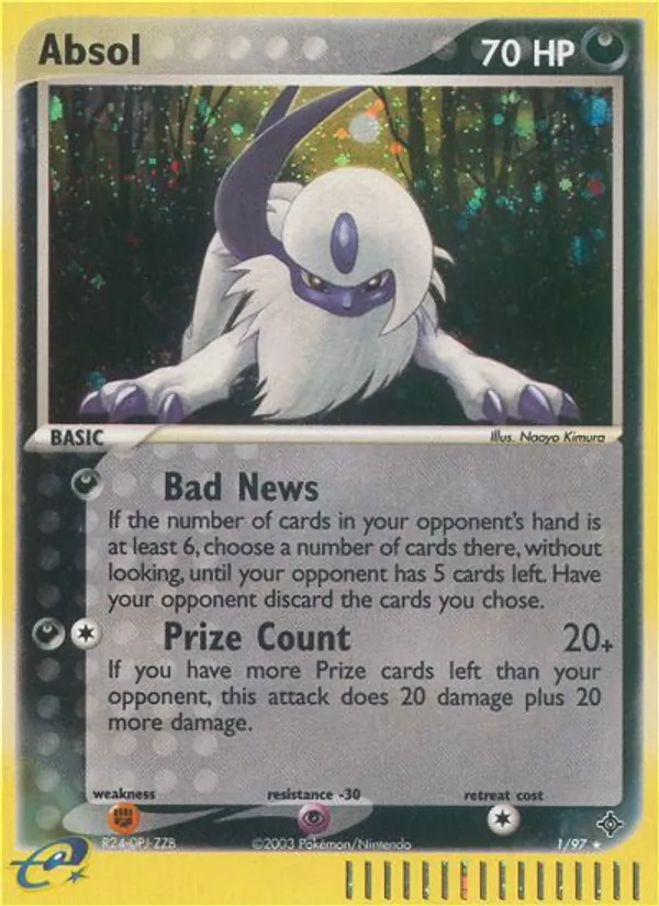 Absol card from Dragon, number 1/97