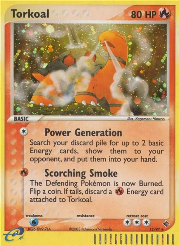Torkoal card from Dragon, number 12/97