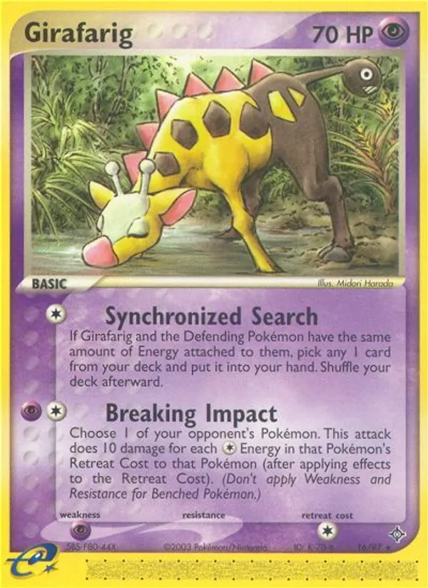 Kartu Girafarig dari Dragon, nomor 16/97
