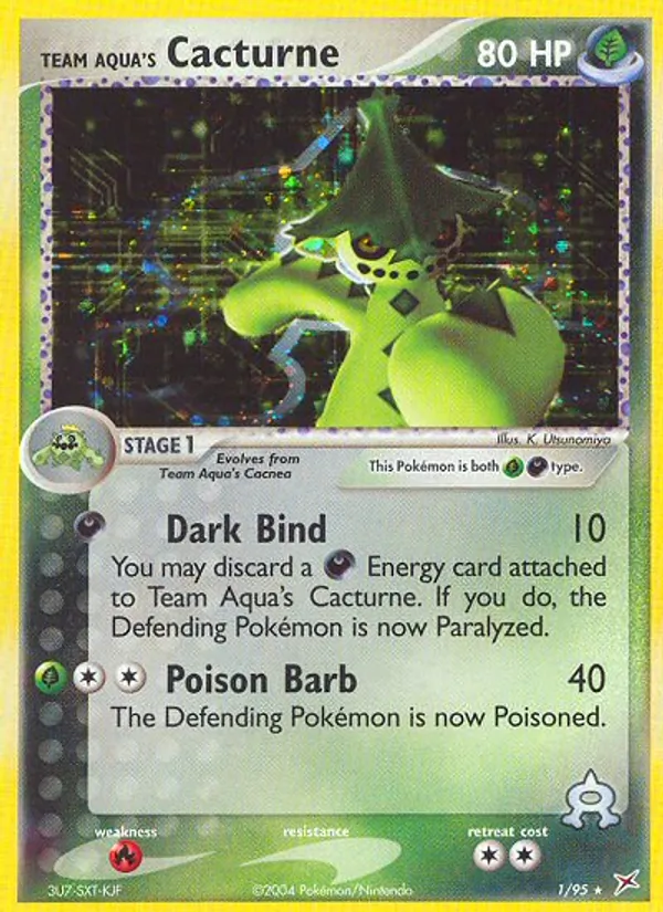 Team Aqua's Cacturne card from Team Magma vs Team Aqua, number 1/95