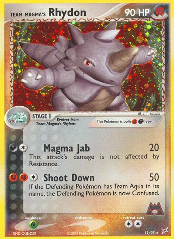 Team Magma's Rhydon card from Team Magma vs Team Aqua, number 11/95