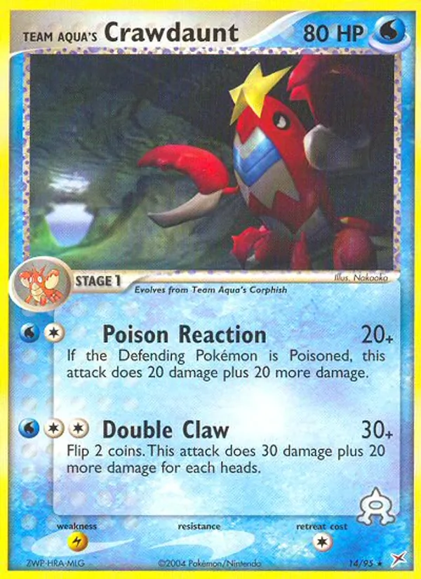 Kaart Team Aqua's Crawdaunt uit Team Magma vs Team Aqua, nummer 14/95