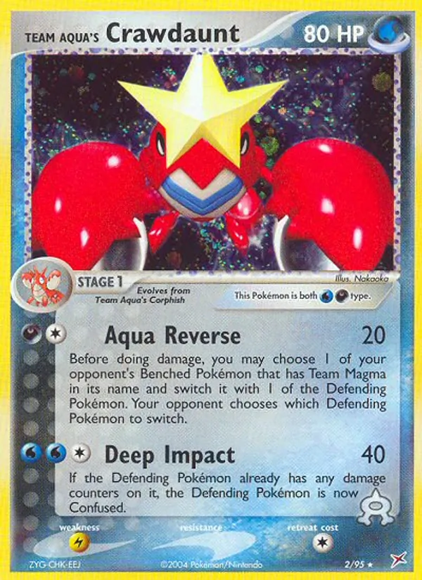 Team Aqua's Crawdaunt card from Team Magma vs Team Aqua, number 2/95