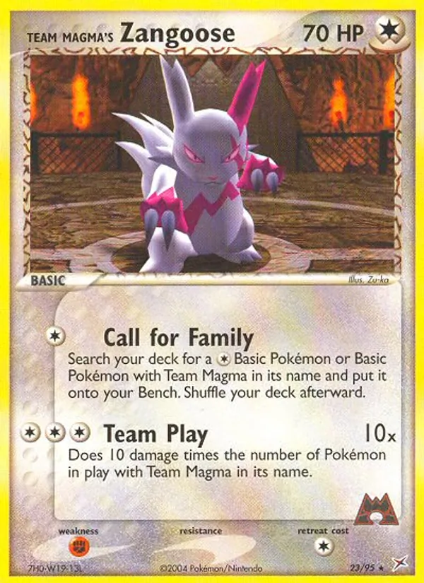 Kartu Team Magma's Zangoose dari Team Magma vs Team Aqua, nomor 23/95