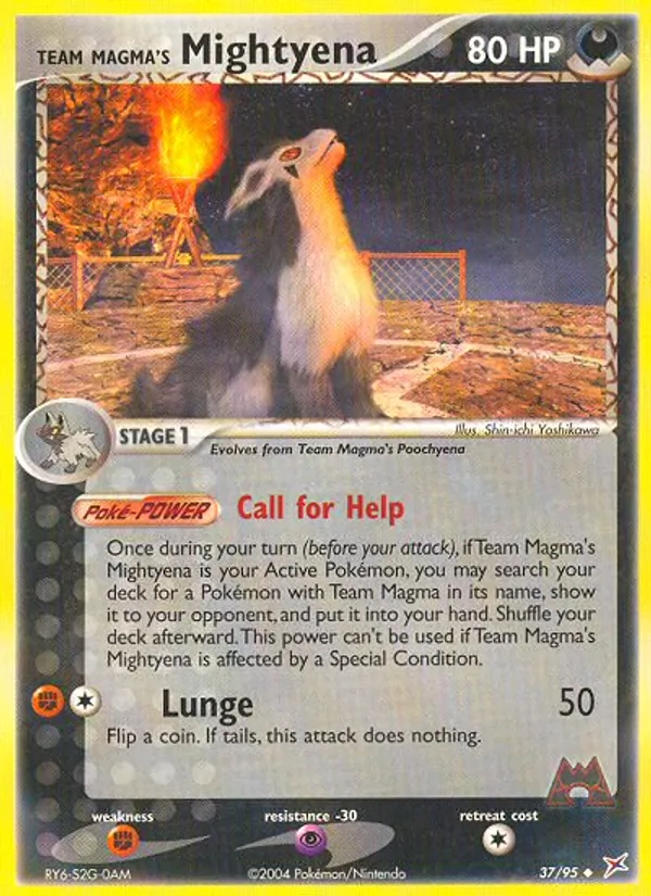 Carta Team Magma's Mightyena dell'espansione Team Magma vs Team Aqua, numero 37/95