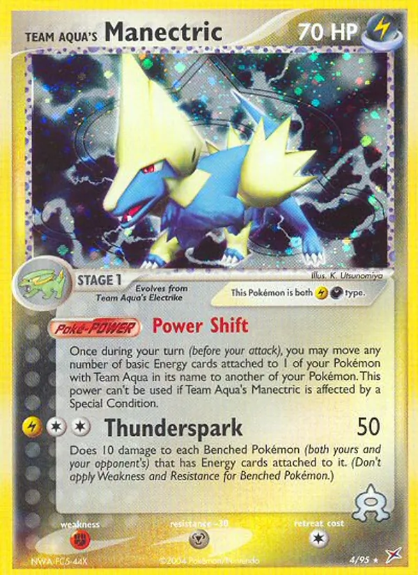Team Aqua's Manectric card from Team Magma vs Team Aqua, number 4/95