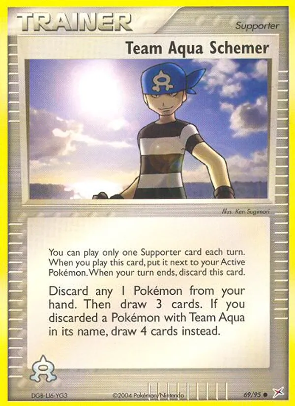 Kartu Team Aqua Schemer dari Team Magma vs Team Aqua, nomor 69/95