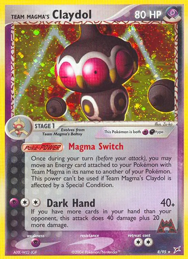 Team Magma's Claydol card from Team Magma vs Team Aqua, number 8/95
