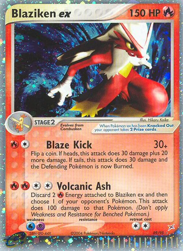 Blaziken ex card from Team Magma vs Team Aqua, number 89/95