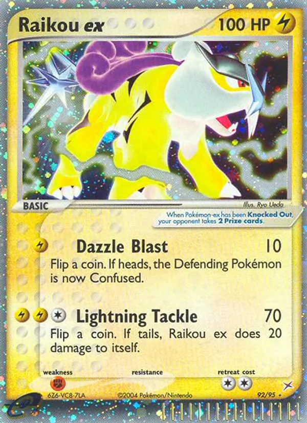 Raikou ex card from Team Magma vs Team Aqua, number 92/95