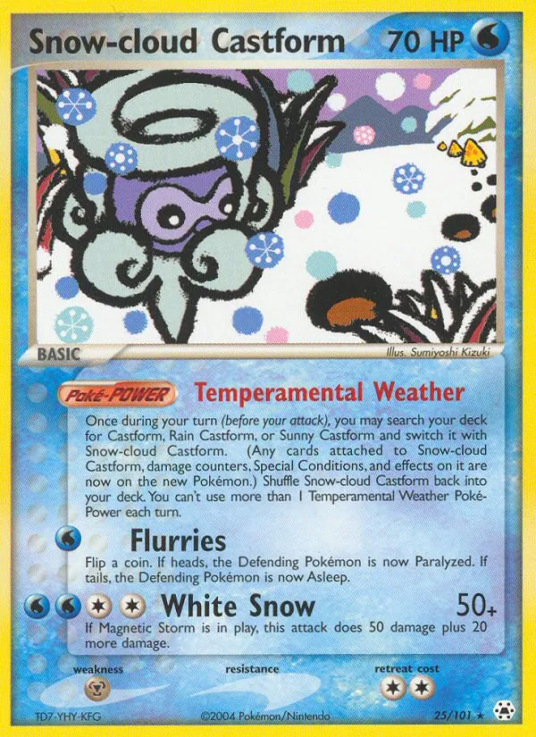 Kartu Snow-cloud Castform dari Hidden Legends, nomor 25/101