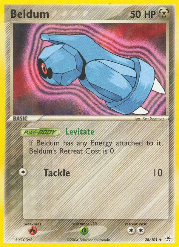 Carta Beldum de la expansión Hidden Legends, número 28/101