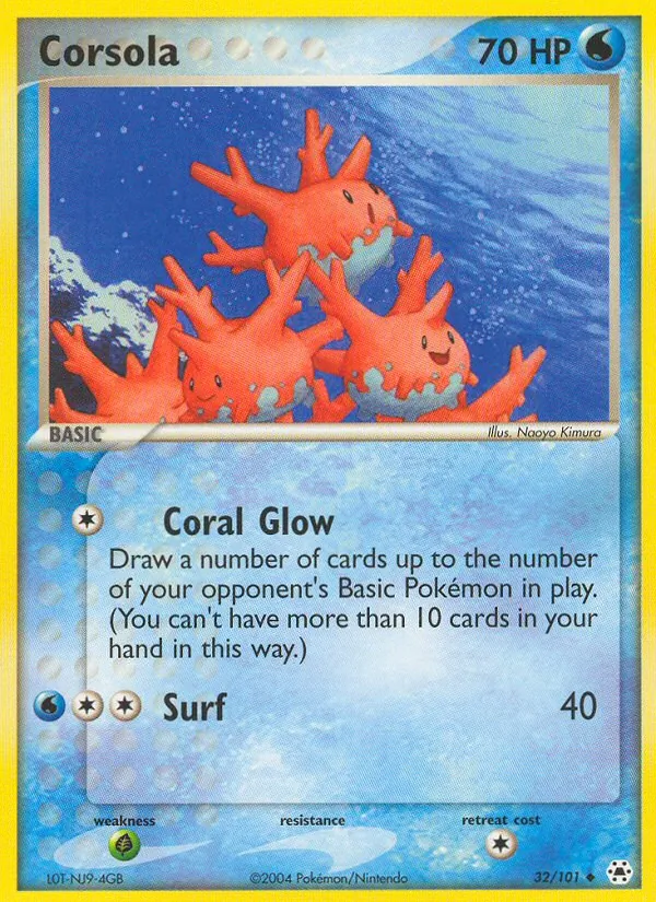Kaart Corsola uit Hidden Legends, nummer 32/101