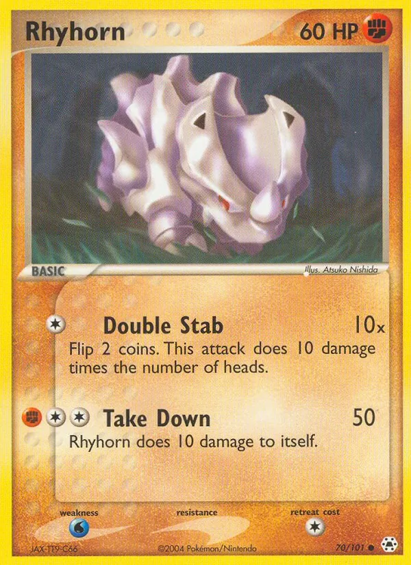 Kartu Rhyhorn dari Hidden Legends, nomor 70/101