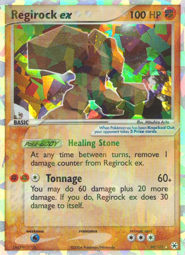 Regirock ex card from Hidden Legends, number 98/101