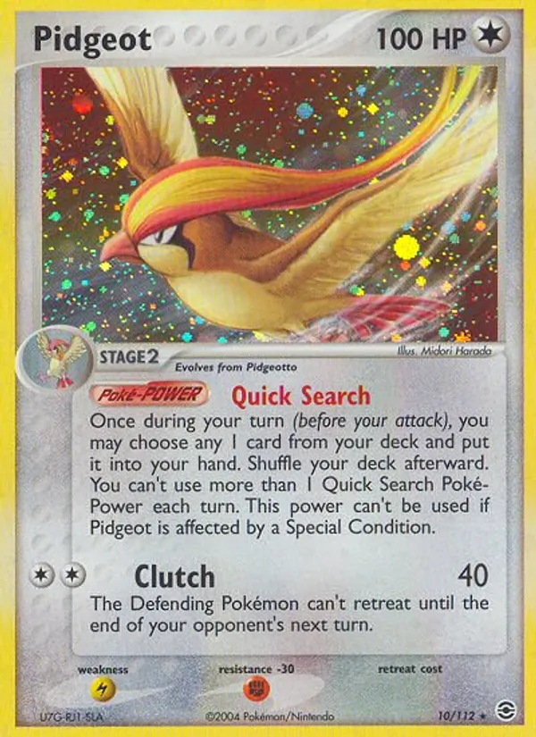 Pidgeot card from FireRed & LeafGreen, number 10/112